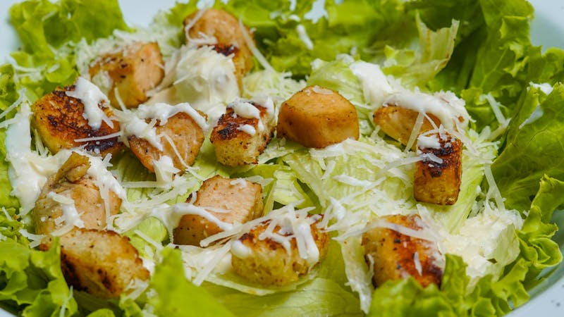 classic caesar salad with sourdough croutons