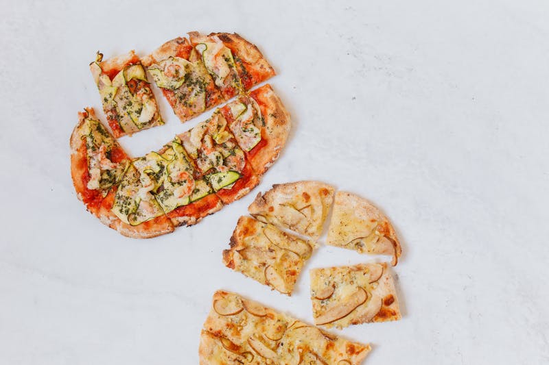 pizza luce roasted vegetable white pizza